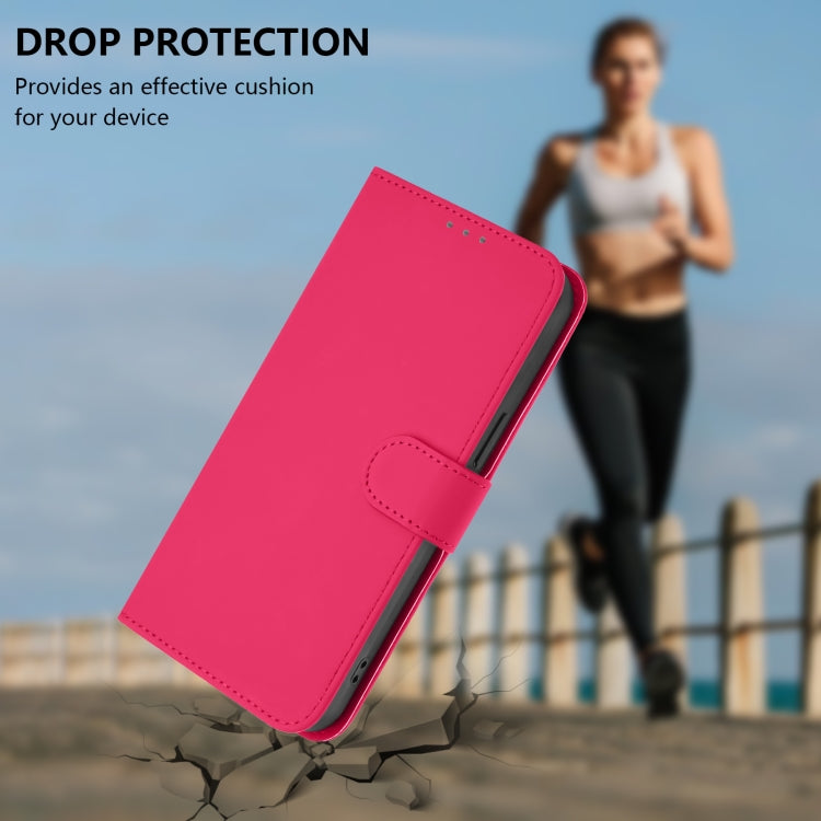 Funda de Cuero con Cordón para OnePlus 10R Ace Skin Feel (Rosa Rojo)