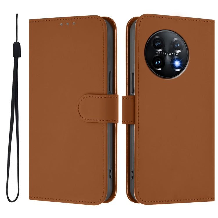 Funda de Piel con Cordón para OnePlus 11 (Marrón)