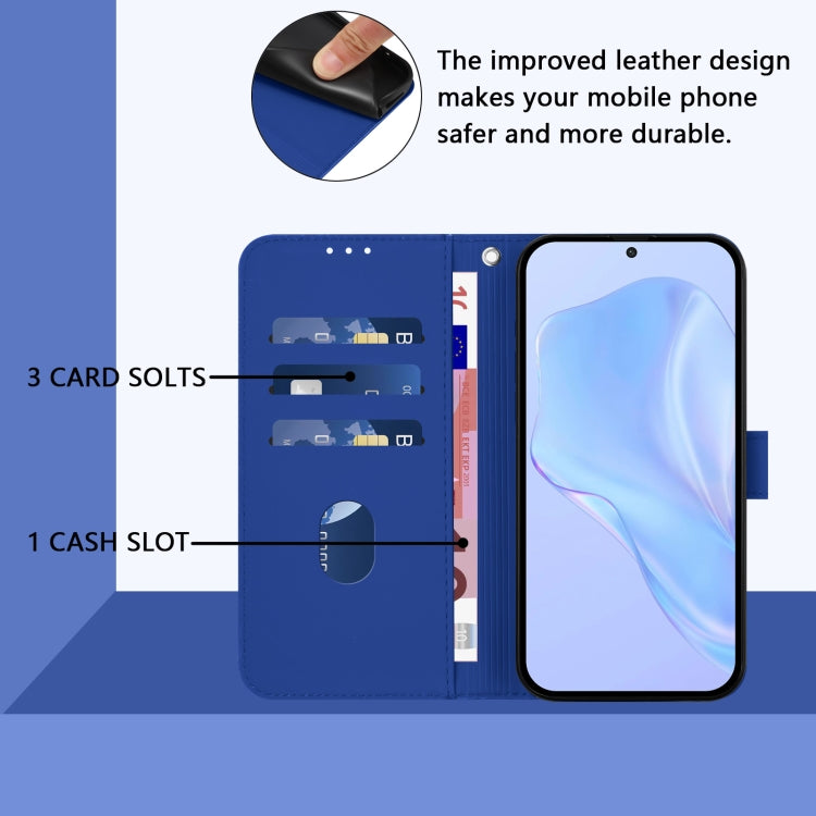 Funda de Cuero con Cordón para OnePlus 11 Skin Feel (Azul Oscuro)