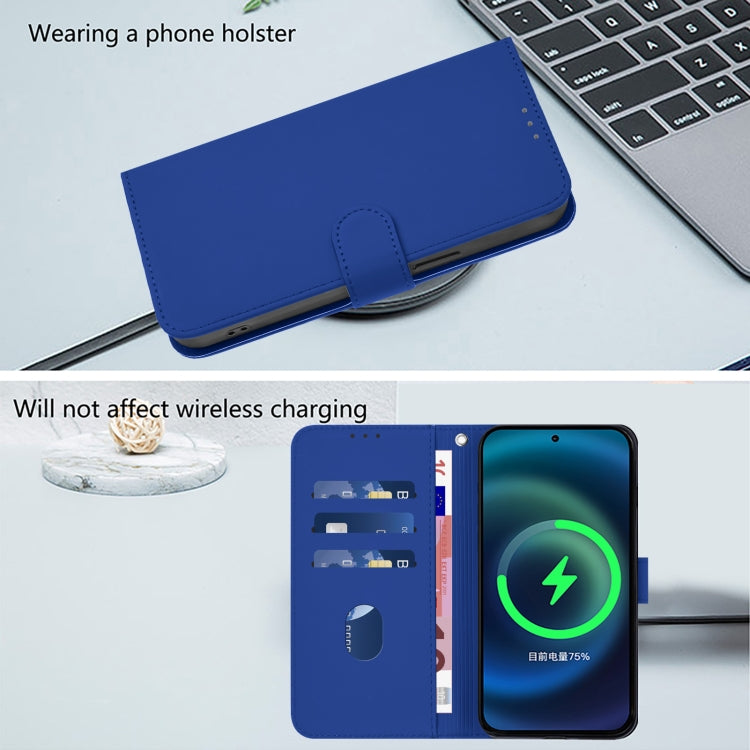 Funda de Cuero con Cordón para OnePlus 11 Skin Feel (Azul Oscuro)