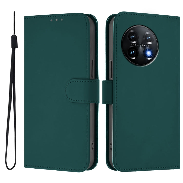 Funda de Piel con Cordón para OnePlus 11 (Verde Oscuro)