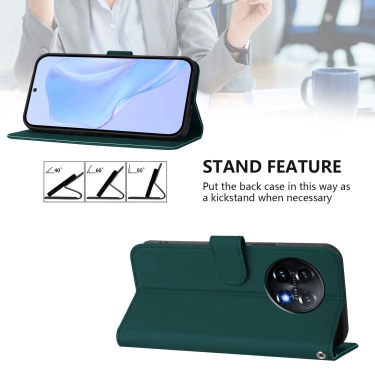 Funda de Piel con Cordón para OnePlus 11 (Verde Oscuro)