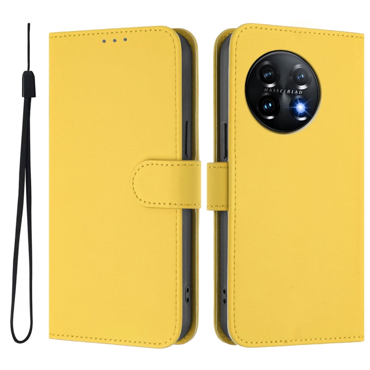 Funda de Piel para OnePlus 11 con Cordón (Amarillo Limón)
