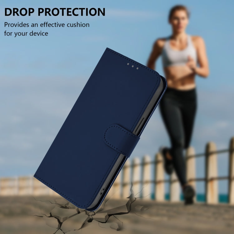 Funda de Piel con Cordón para OnePlus 11 con Tacto de Piel (Azul Marino)