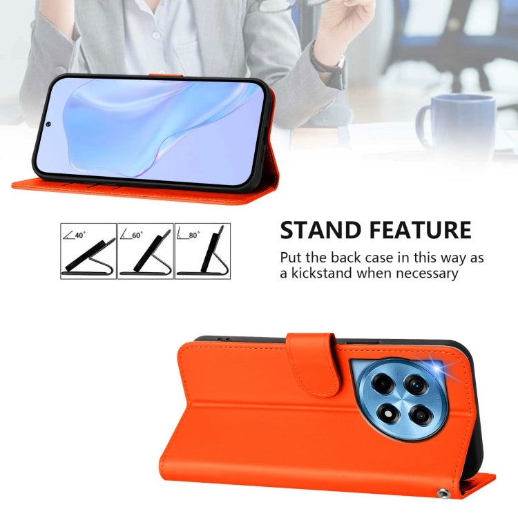 Funda de Cuero con Cordón para OnePlus 12 5G con Tacto de Piel (Naranja)