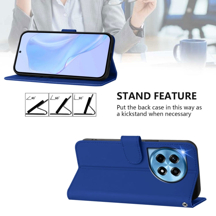 Funda de Cuero con Cordón para OnePlus 12 5G con Tacto de Piel (Azul Oscuro)