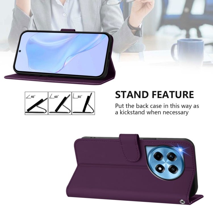 Funda de Cuero con Cordón para OnePlus 12 5G con Tacto de Piel (Violeta)