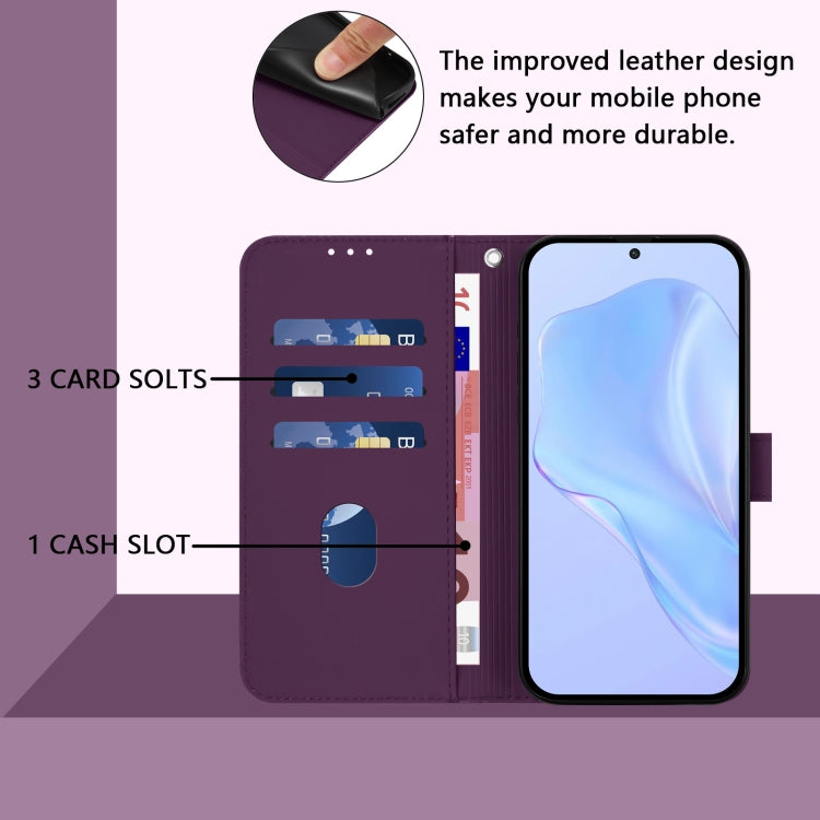 Funda de Cuero con Cordón para OnePlus 12 5G con Tacto de Piel (Violeta)