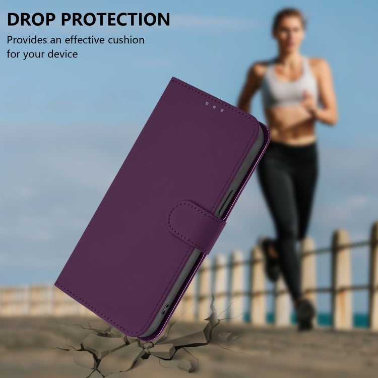 Funda de Cuero con Cordón para OnePlus 12 5G con Tacto de Piel (Violeta)