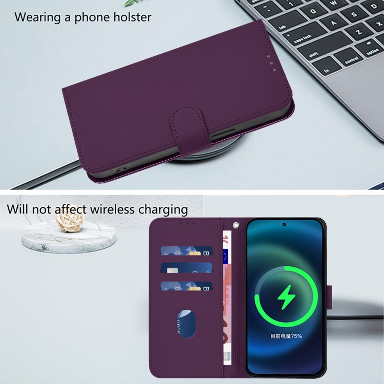 Funda de Cuero con Cordón para OnePlus 12 5G con Tacto de Piel (Violeta)