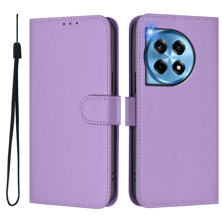 Funda de Cuero con Cordón para OnePlus 12R 5G con Tacto de Piel (Morado Lavanda)