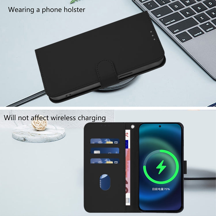 Funda de Cuero con Cordón para OnePlus 12R 5G con Tacto de Piel (Negro)