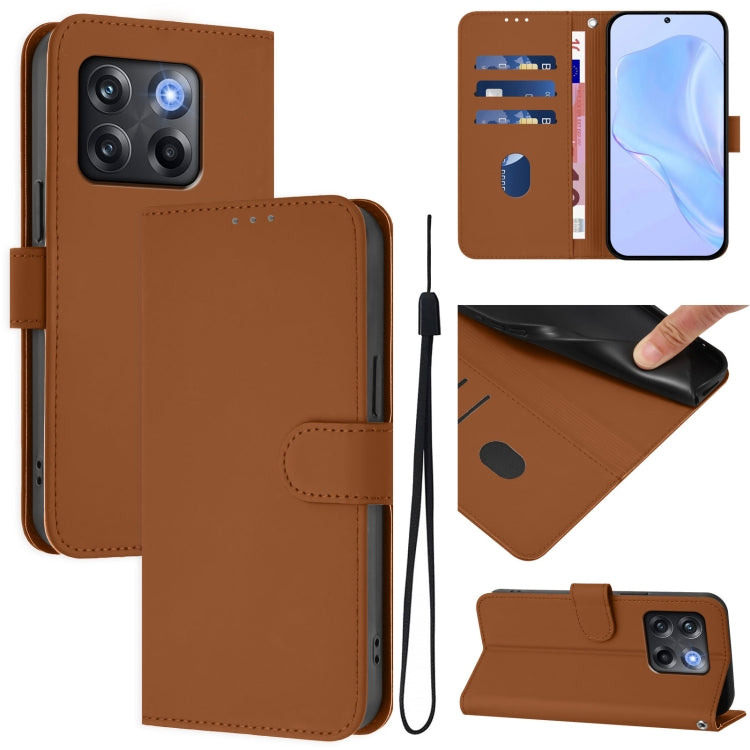 Funda de Cuero con Cordón para OnePlus Ace Pro 5G (Marrón)