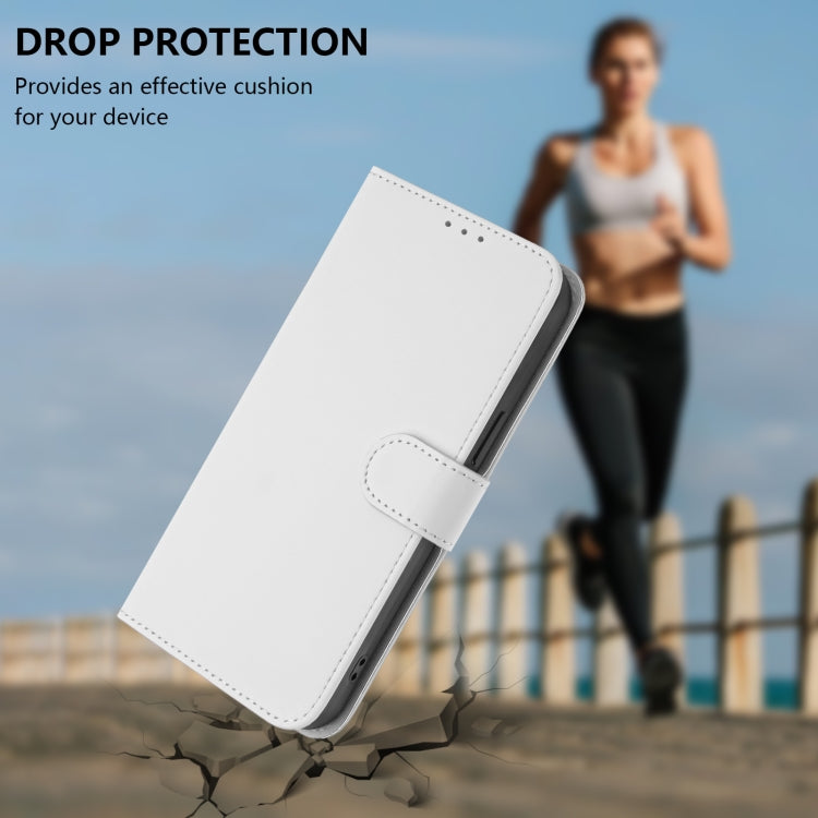 Funda de Cuero para OnePlus Ace Pro 5G con Textura de Piel y Cordón (Blanco)
