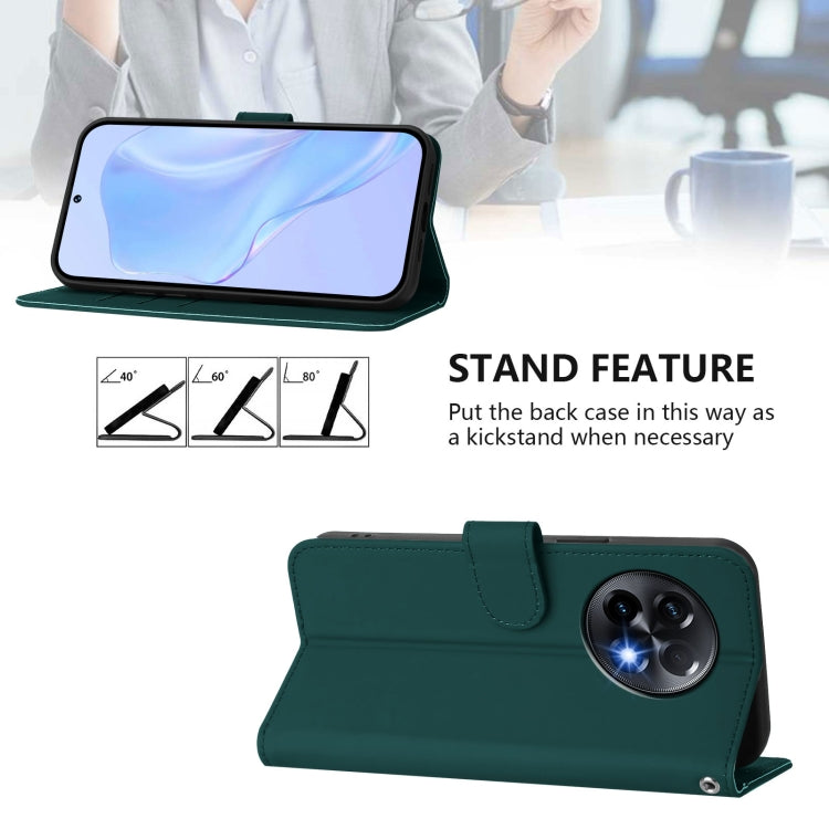 Funda de Cuero con Cordón para OnePlus 11R 5G con Tacto de Piel (Verde Oscuro)