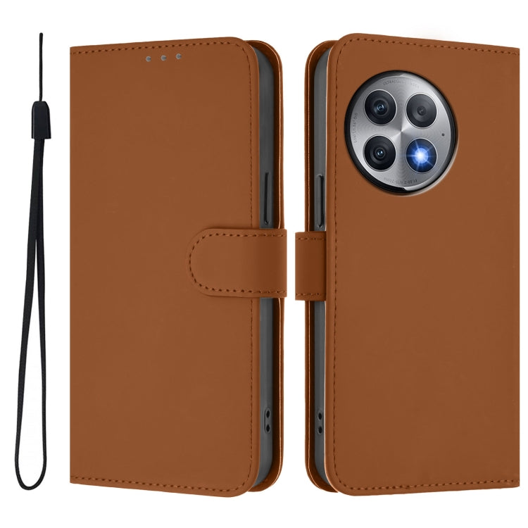 Funda de Cuero para OnePlus Ace 2 Pro 5G con Textura de Piel y Cordón (Marrón)