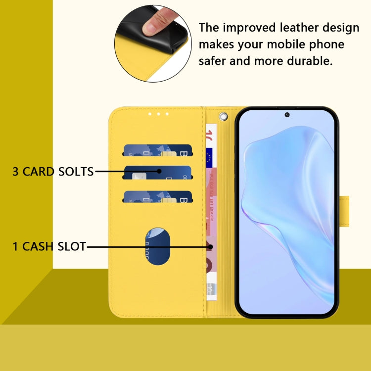 Funda de Cuero Textura Piel para OnePlus Ace 2 Pro 5G con Cordón (Amarillo Limón)