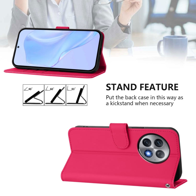 Funda de Cuero OnePlus Ace 2 Pro 5G Textura Piel con Cordón (Rosa Rojo)