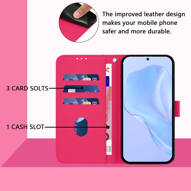 Funda de Cuero OnePlus Ace 2 Pro 5G Textura Piel con Cordón (Rosa Rojo)
