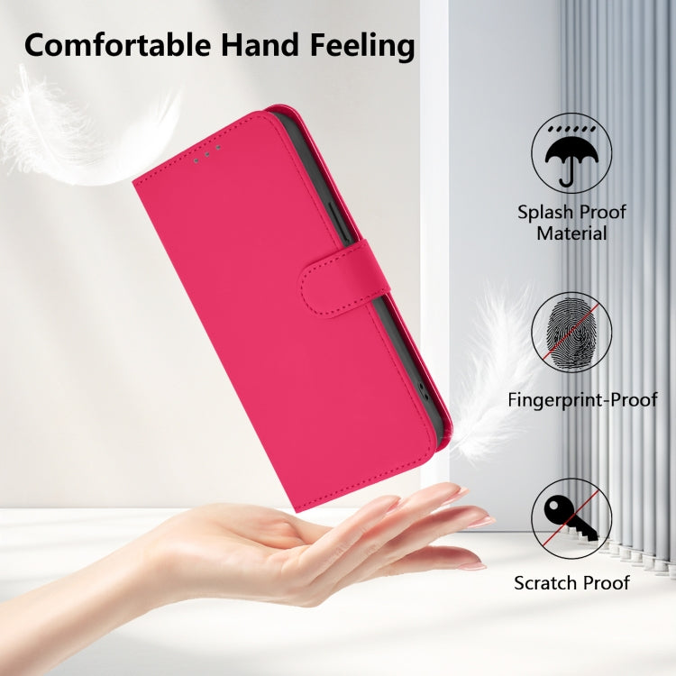 Funda de Cuero OnePlus Ace 2 Pro 5G Textura Piel con Cordón (Rosa Rojo)