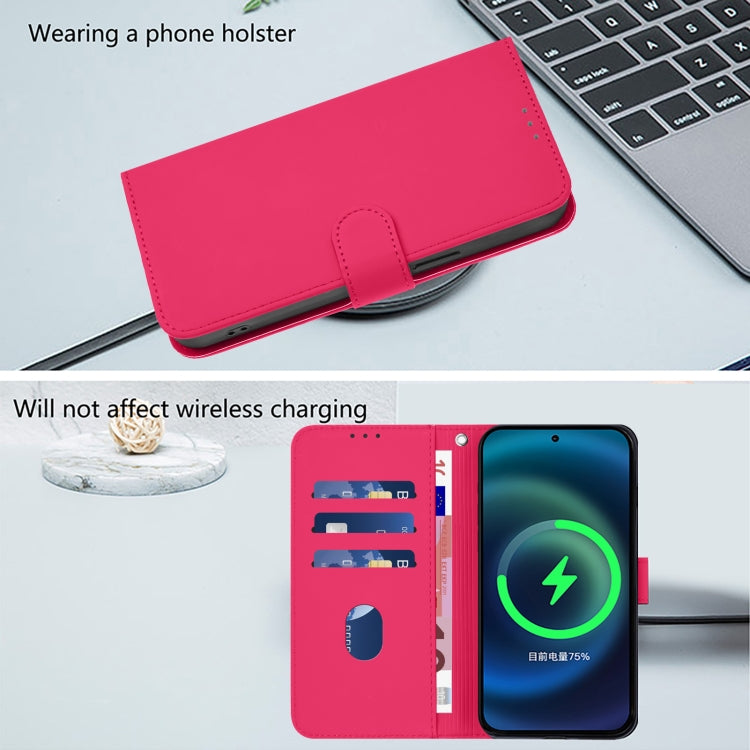 Funda de Cuero OnePlus Ace 2 Pro 5G Textura Piel con Cordón (Rosa Rojo)