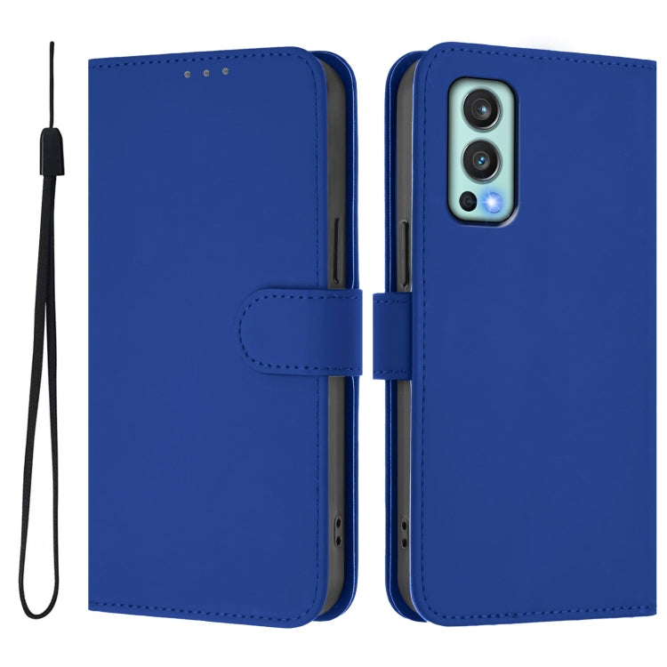Funda de Cuero con Cordón para OnePlus Nord 2 5G (Azul Oscuro)