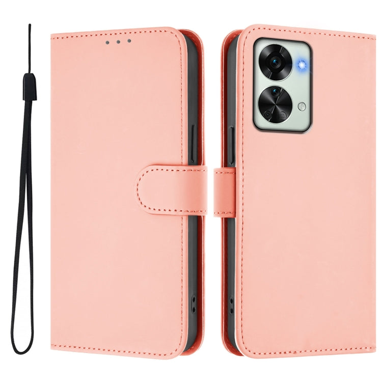 Funda de Piel para OnePlus Nord 2T con Cordón (Rosa)