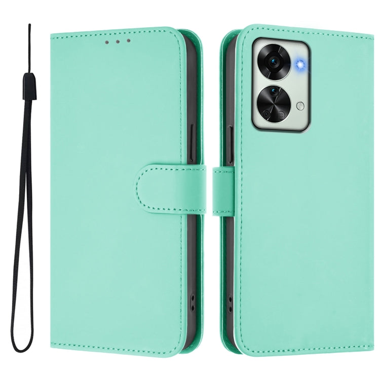 Funda de Piel para OnePlus Nord 2T con Cordón (Verde Menta)