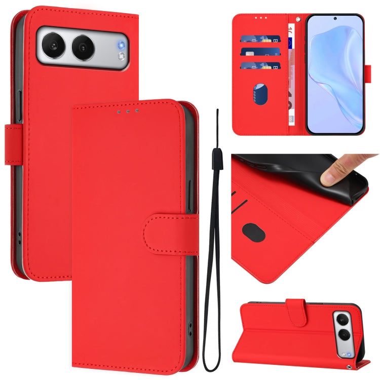 Funda de Cuero con Cordón para OnePlus Nord 4 5G (Rojo)