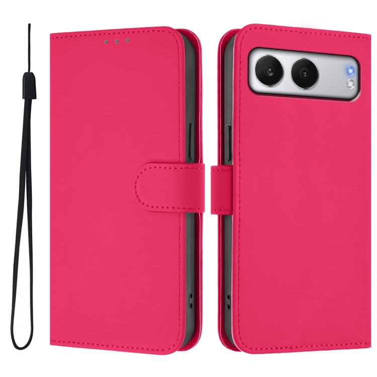 Funda de Cuero con Cordón para OnePlus Nord 4 5G (Rosa y Rojo)