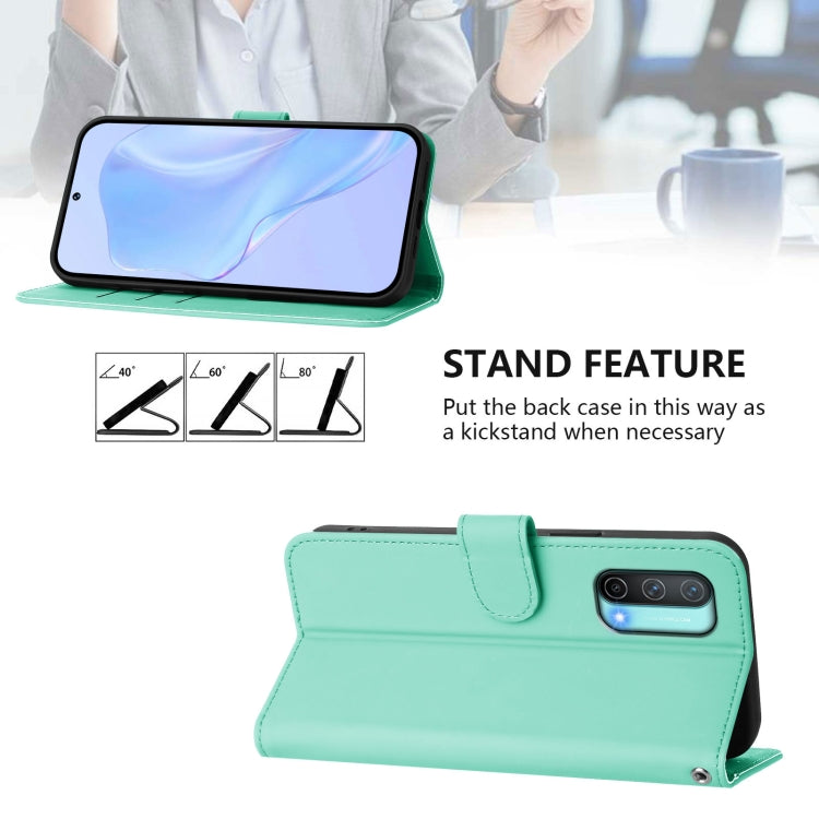 Funda de piel sintética con cordón para OnePlus Nord Ce 5G (Verde Menta)