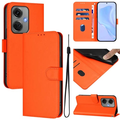 Funda de Cuero con Cordón para OnePlus Nord Ce3 5G con Tacto Piel de la India (Naranja)