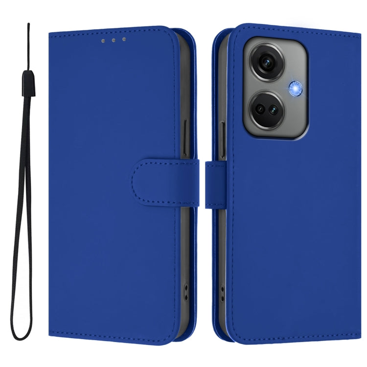 Funda de Cuero con Cordón para OnePlus Nord Ce3 5G con Tacto de Piel (Azul Oscuro)