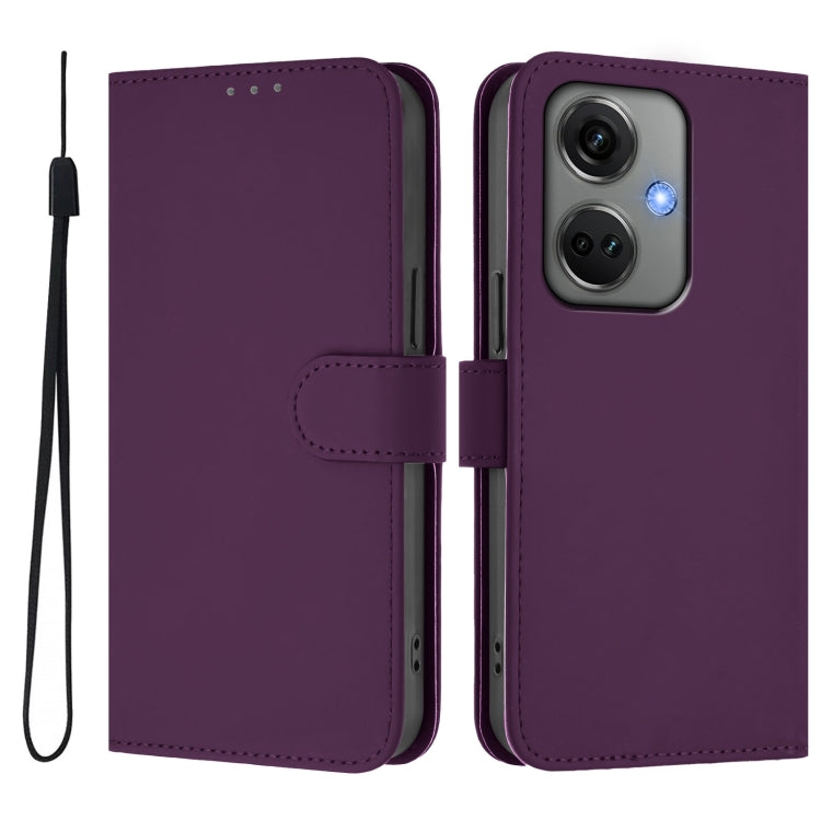 Funda de Cuero con Cordón para OnePlus Nord Ce3 5G con Tacto de Piel (Violeta)