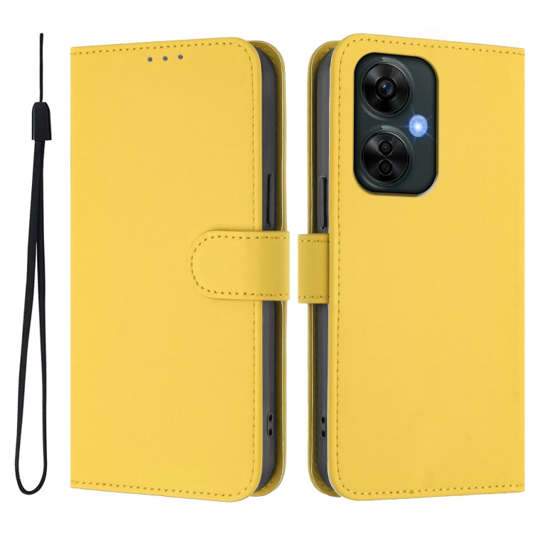 Funda de Cuero para OnePlus Nord Ce 3 Lite 5G con Textura de Piel y Cordón (Amarillo Limón)