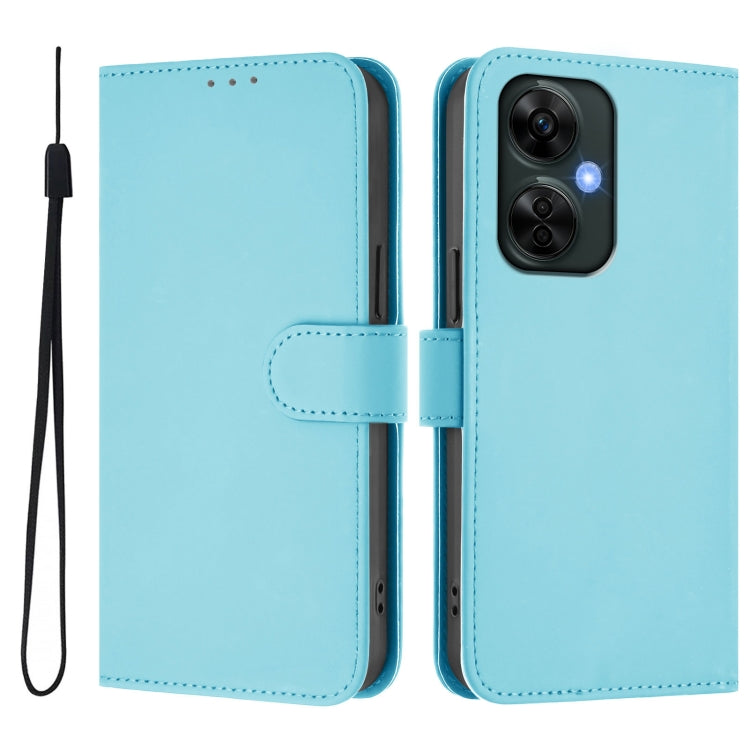 Funda de Cuero Textura Piel para OnePlus Nord Ce 3 Lite 5G con Cordón (Azul Cielo)