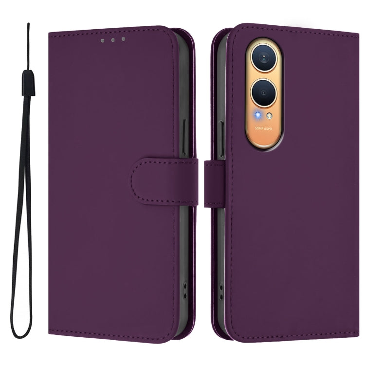Funda de Cuero con Cordón para OnePlus Nord CE4 Lite 5G con Tacto de Piel (Violeta)