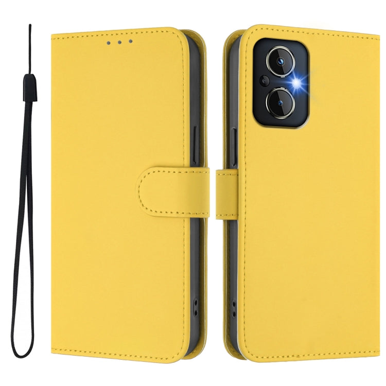Funda de Piel para OnePlus Nord N20 5G con Textura Liso y Cordón (Amarillo Limón)