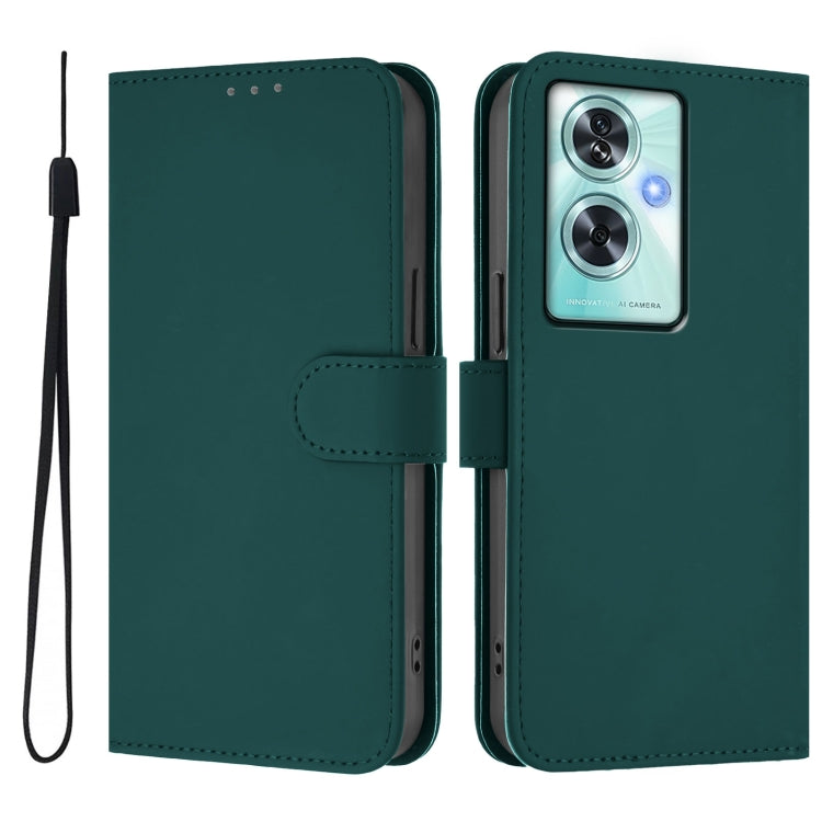 Funda de Cuero con Cordón para OnePlus Nord N30 Se 5G con Textura de Piel (Verde Oscuro)