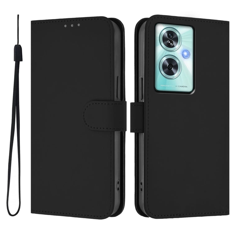 Funda de Cuero con Cordón para OnePlus Nord N30 Se 5G (Negro)