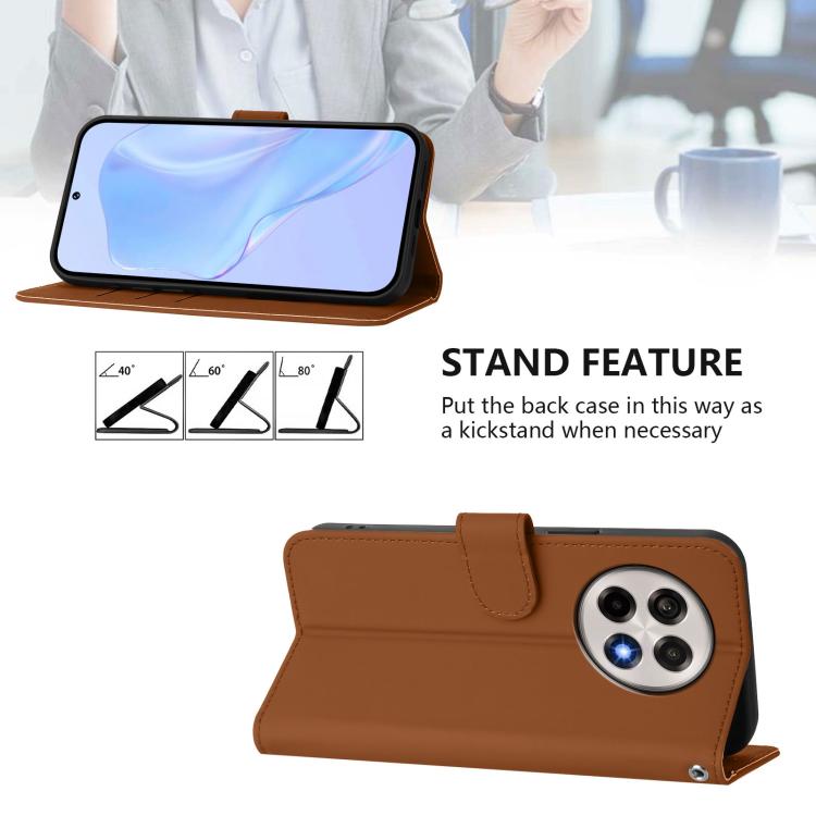 Funda de Cuero con Cordón para OnePlus Ace 5 Pro / Ace 5 / 13R (Marrón)