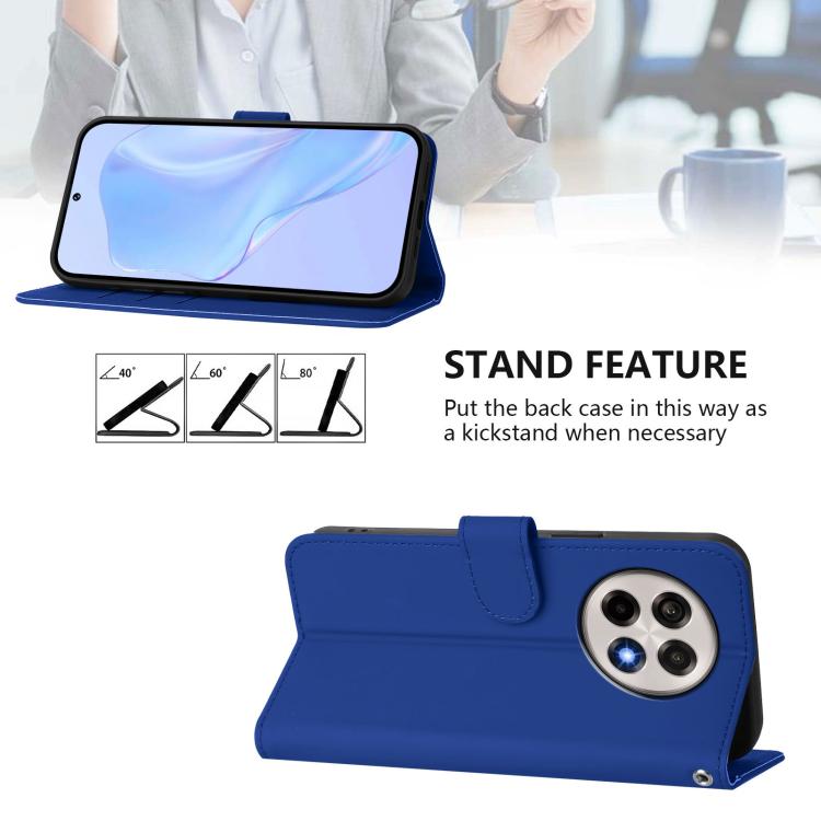Funda de Cuero con Cordón para OnePlus Ace 5 Pro / Ace 5 / 13R (Azul Oscuro)