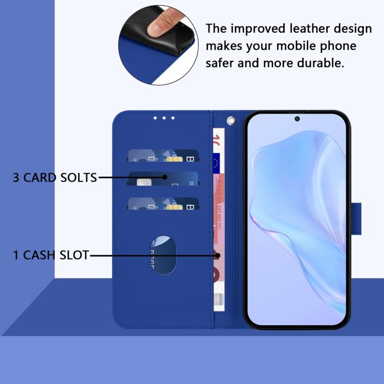 Funda de Cuero con Cordón para OnePlus Ace 5 Pro / Ace 5 / 13R (Azul Oscuro)