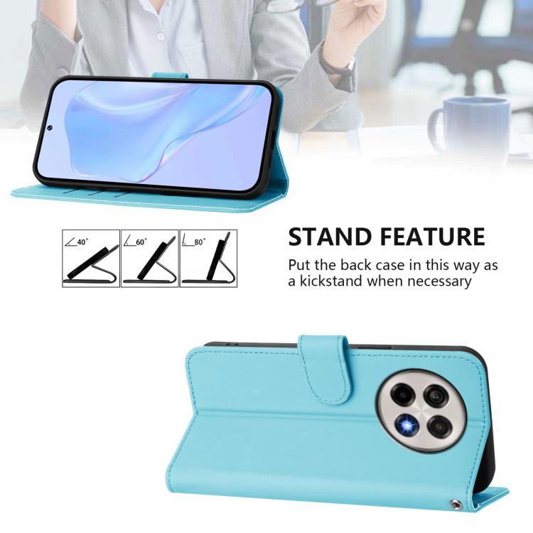 Funda de Cuero con Cordón para OnePlus Ace 5 Pro / Ace 5 / 13R (Azul Cielo)