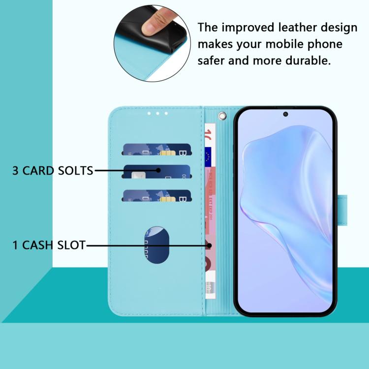 Funda de Cuero con Cordón para OnePlus Ace 5 Pro / Ace 5 / 13R (Azul Cielo)