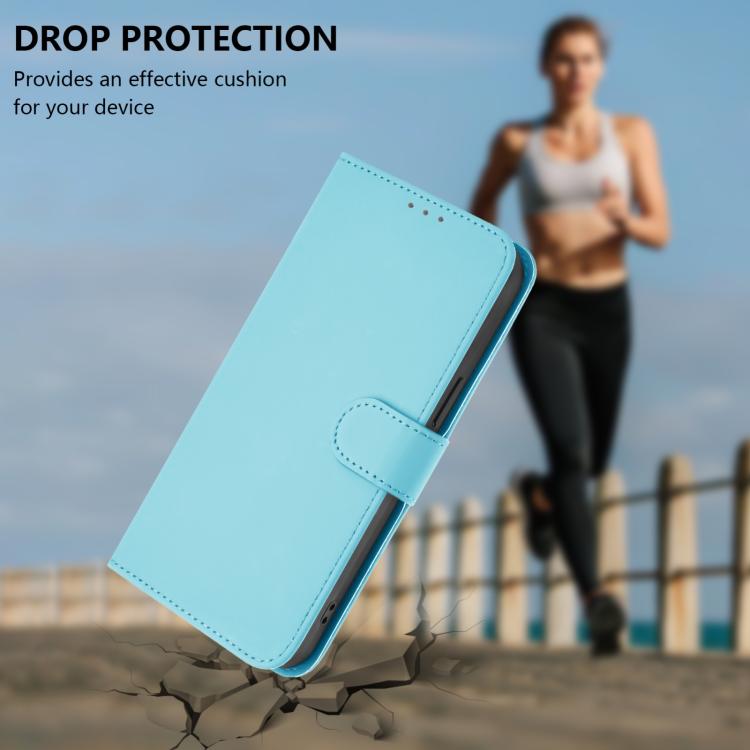 Funda de Cuero con Cordón para OnePlus Ace 5 Pro / Ace 5 / 13R (Azul Cielo)