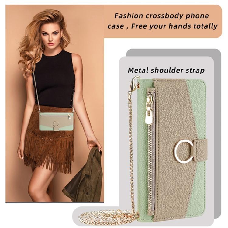 Funda de cuero con textura de lichi cruzada para Samsung Galaxy F06 5G (verde)