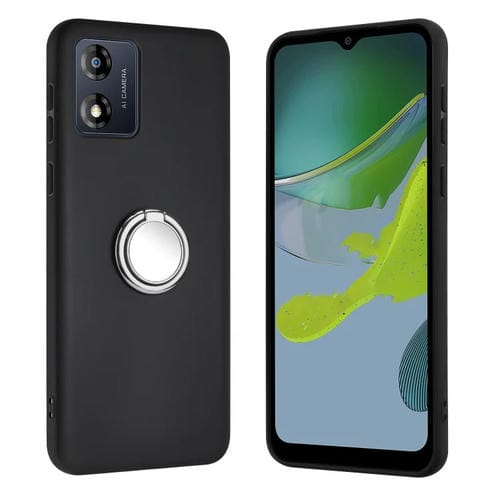 Funda TPU con Soporte de Anillo Mate para Motorola Moto E13 (Plateada)