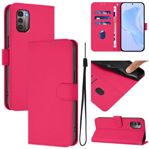 Funda de Piel Sintética con Cordón para Nokia G11 4G y G21 4G (Rosa y Rojo)