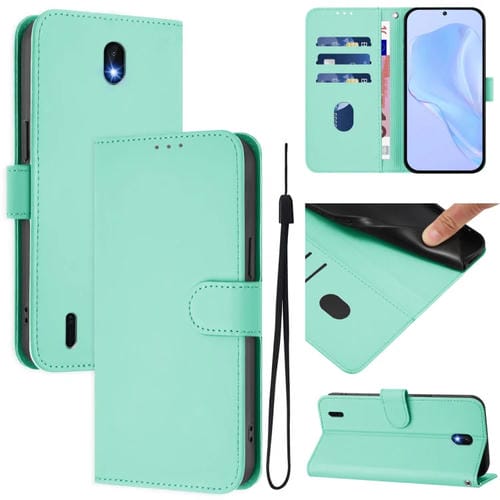 Funda de Piel con Cordón para Nokia C01 Plus/C1 2.ª Edición (Verde Menta)